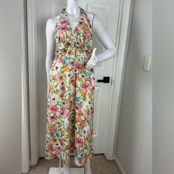 Charles Henry Floral Halter Linen Blend Midi Dress Size XS. A21 - Picture 3 of 16